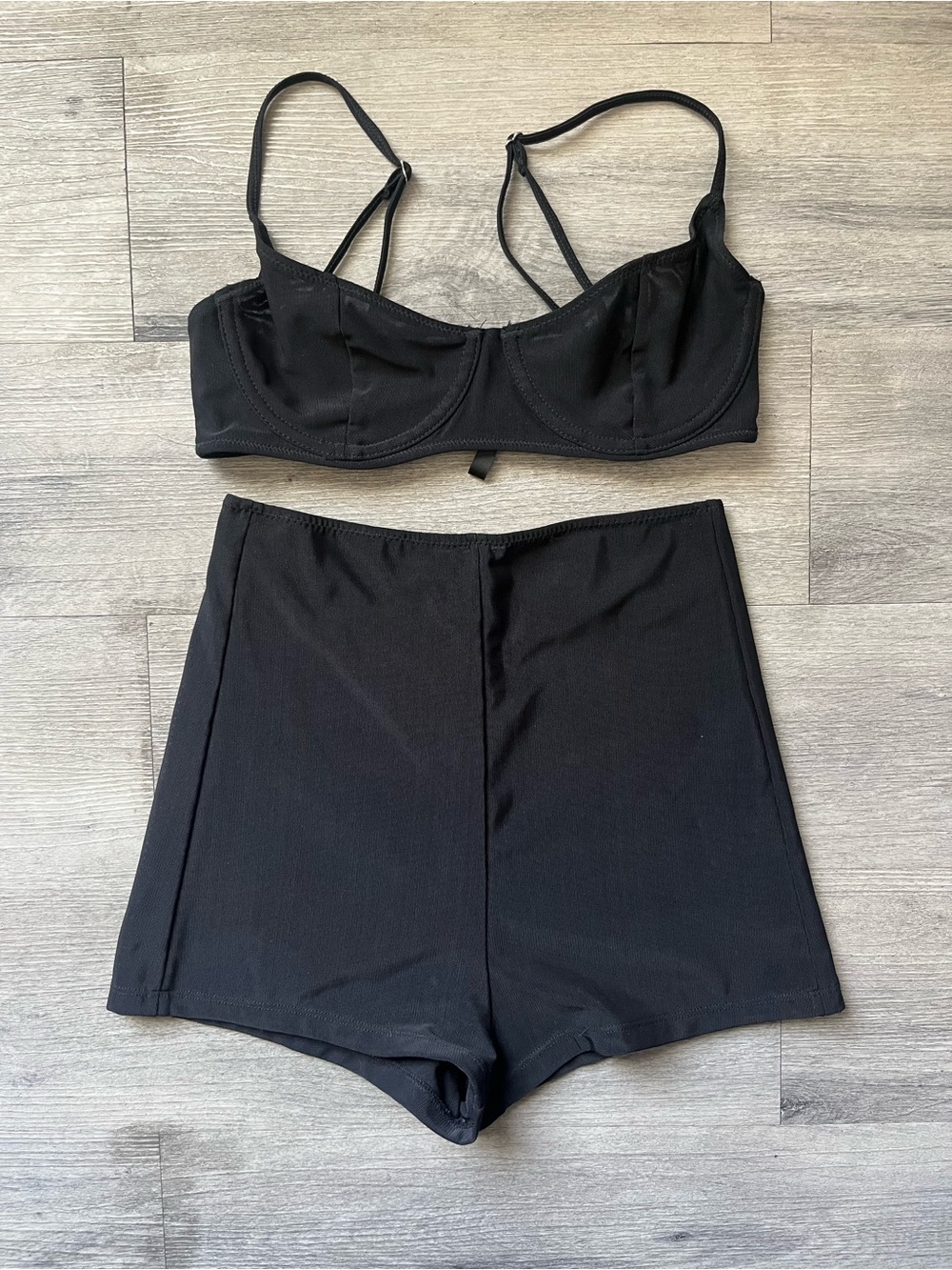 White Fox Boutique Black Underwire Bralette & High-Waist Shorts